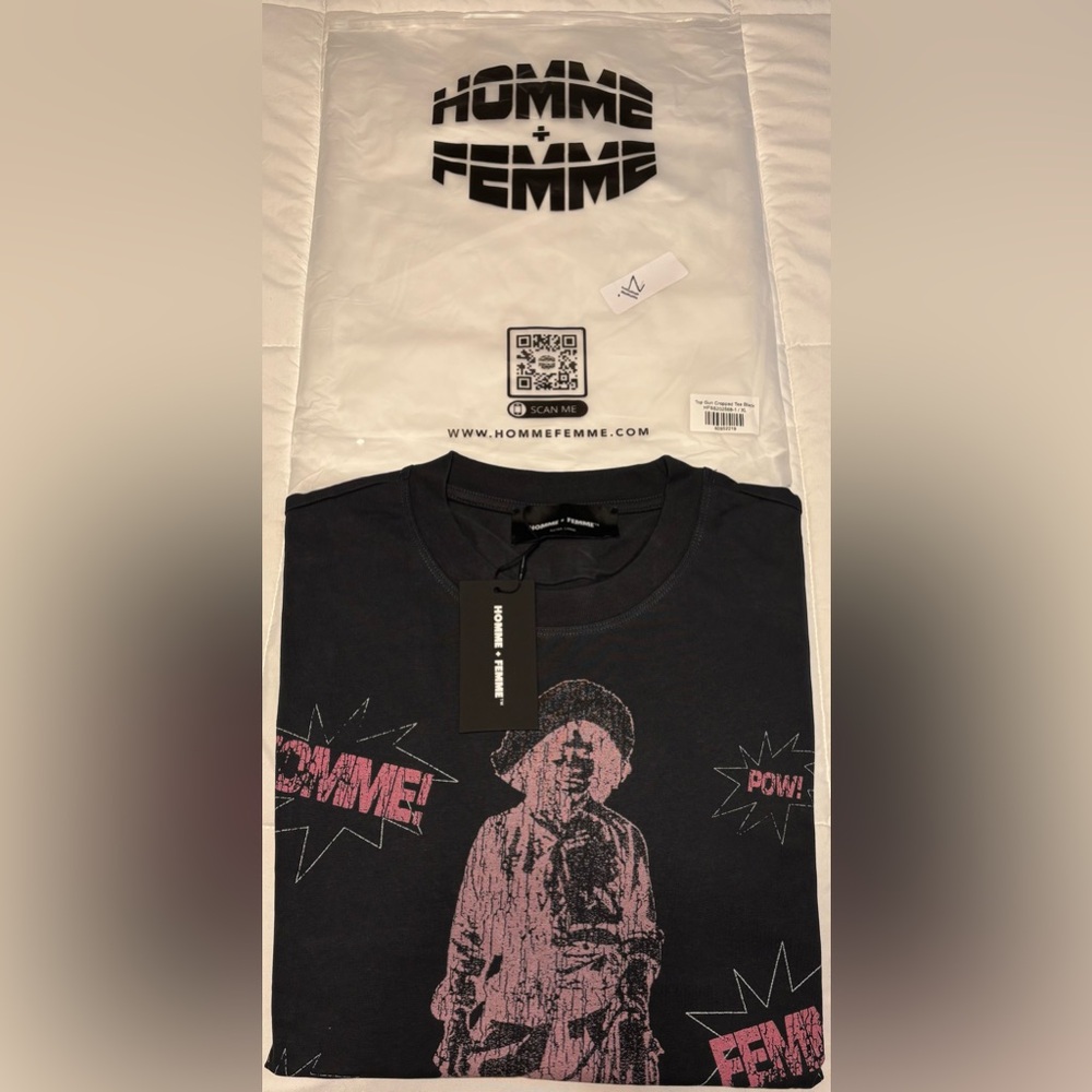 Homme Femme Black and Pink Graphic Tee